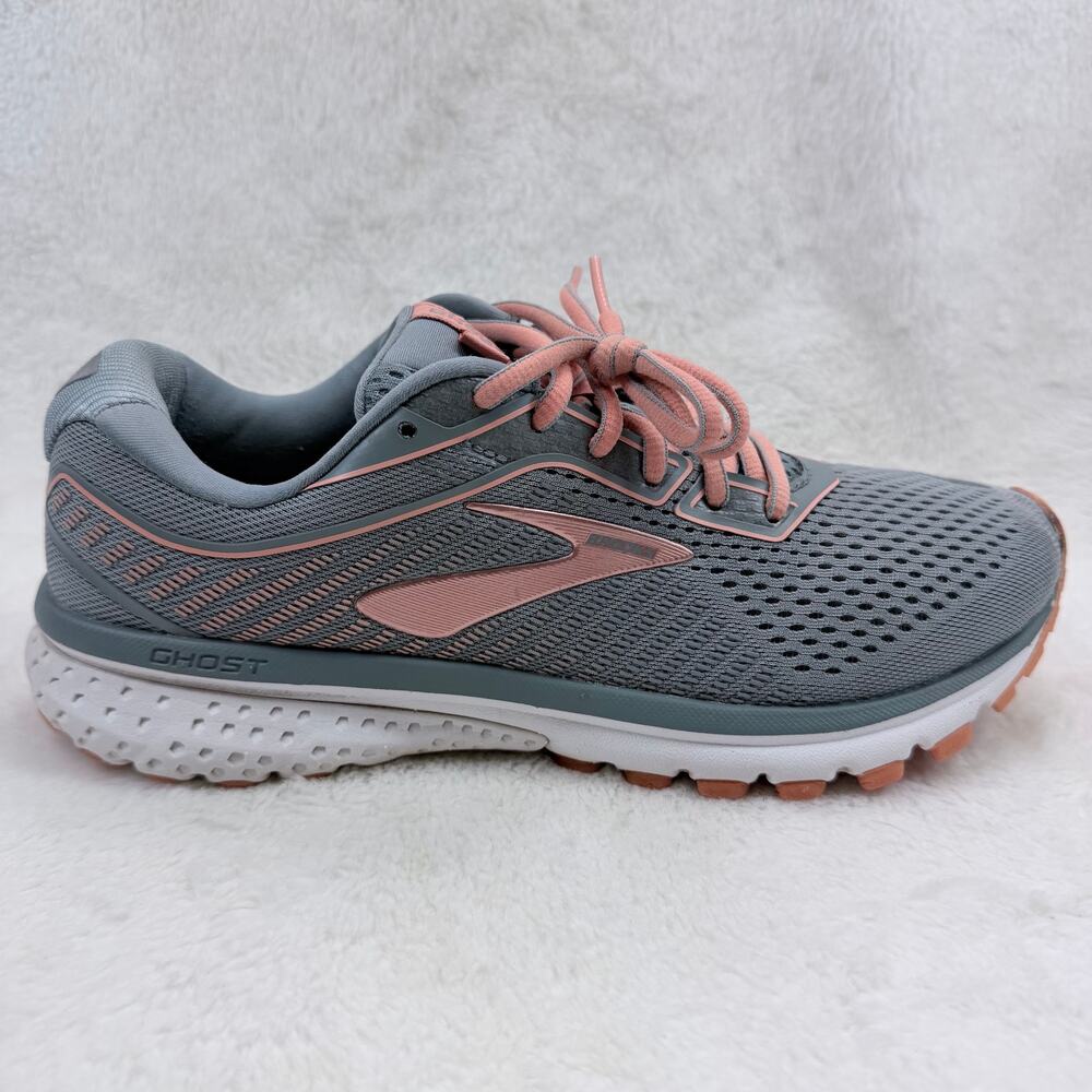 Brooks Ghost 12 Womens Running Shoes Gray Rose Gold Size 8.5 Athletic Sneakers